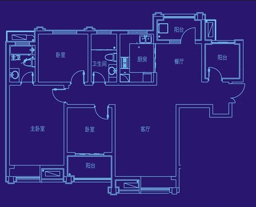 紫檀华都—欧美风情—三房两厅两卫