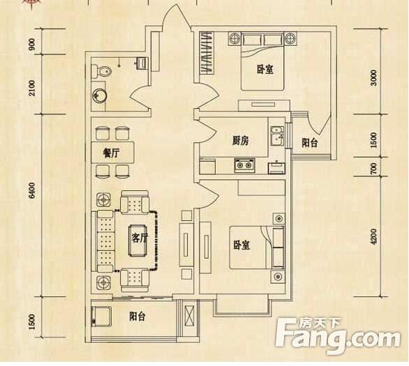 大尚华庭-美式风格-两室两厅