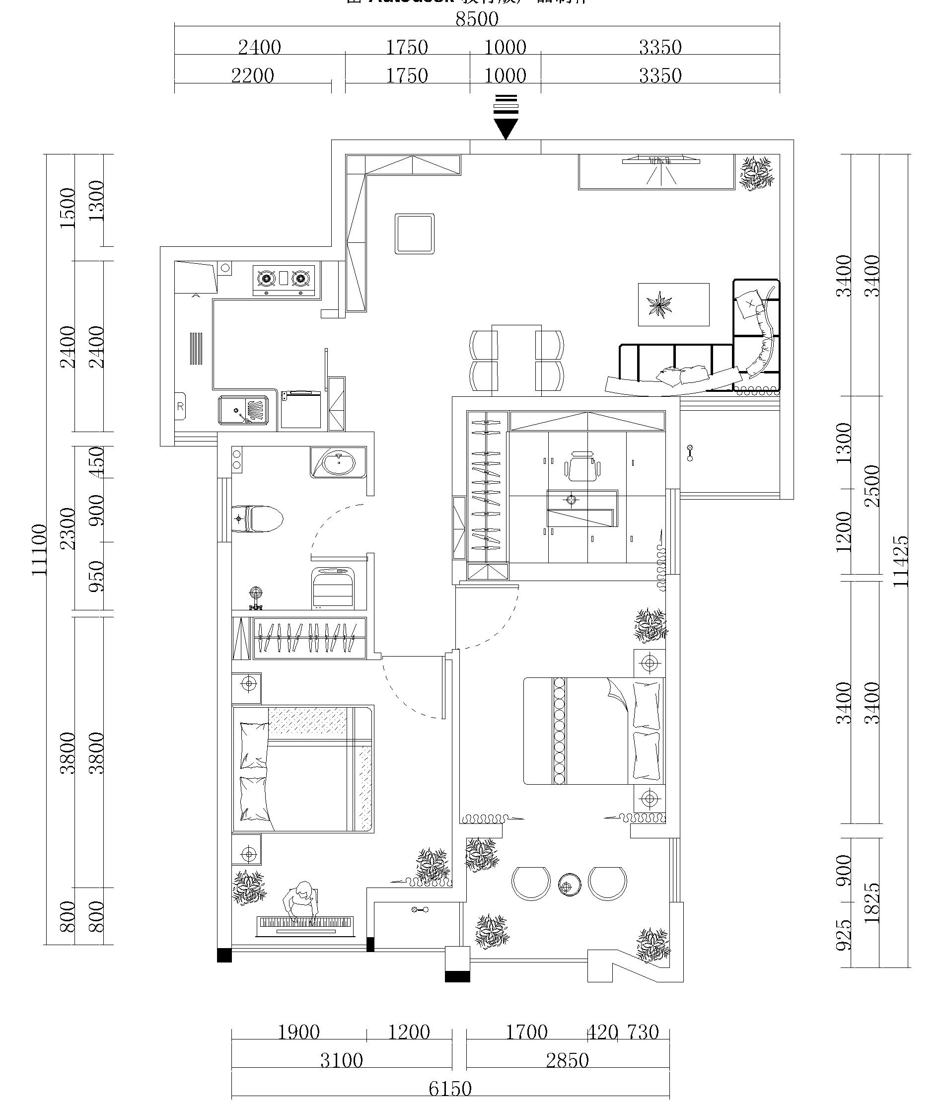 升龙城98平方三室两厅现代简约风案例赏析