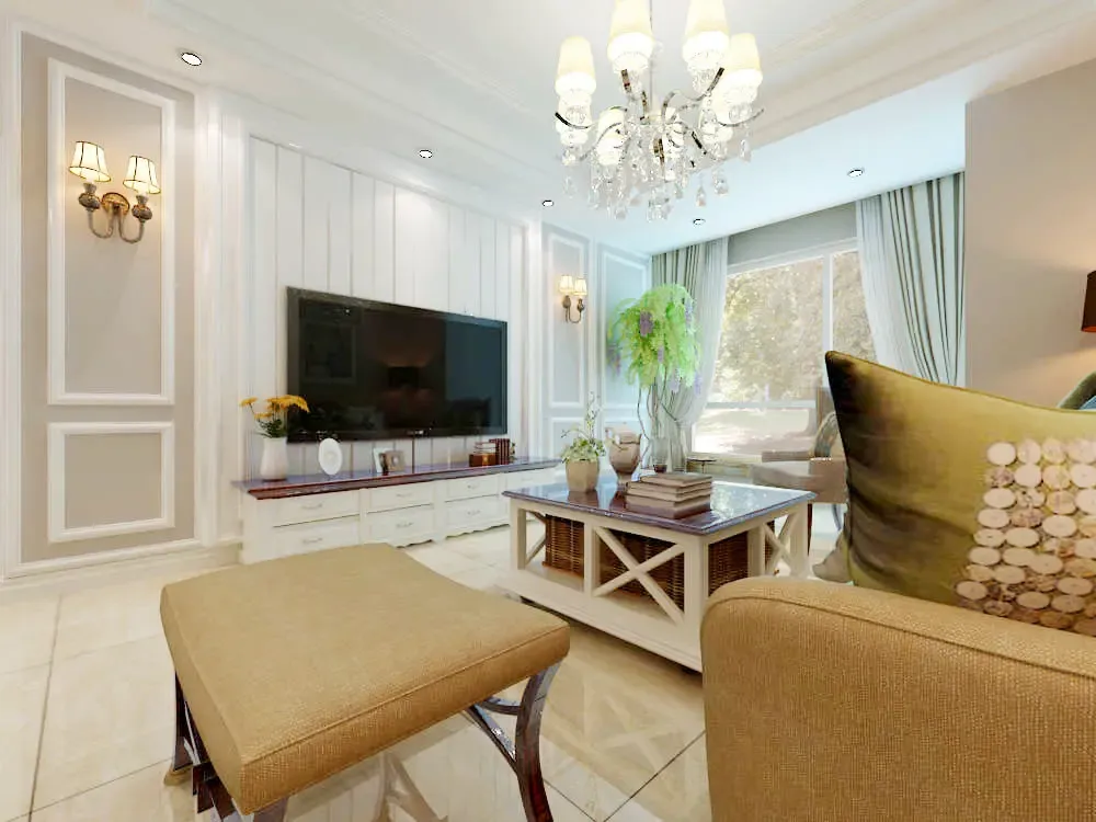 国瑞城简约美式装修效果图-80㎡