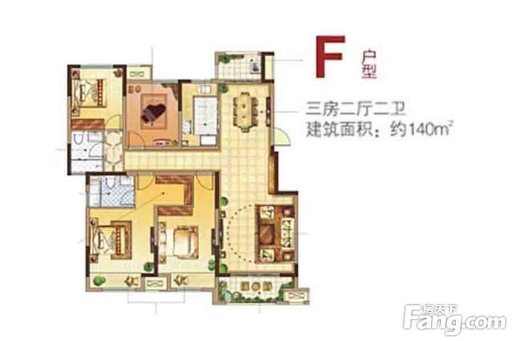 郑州中海锦苑三室两厅简欧风格装修效果图