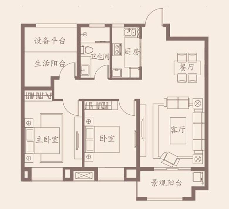 海亮九玺98平方两居室现代简约风格案例