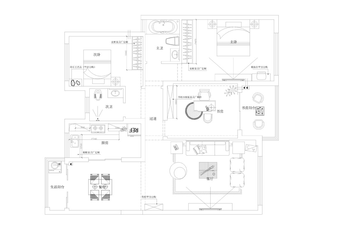 荣和大地-111平米-三居室-美式田园