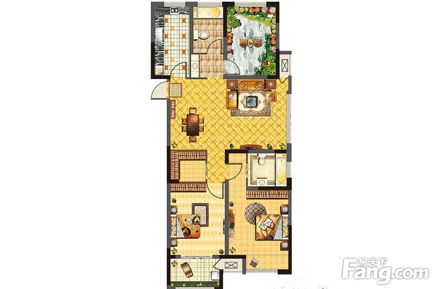 阳光金域-三居室-121.00平米-装修设计