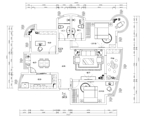 星河御城190㎡四居室中式装修效果图