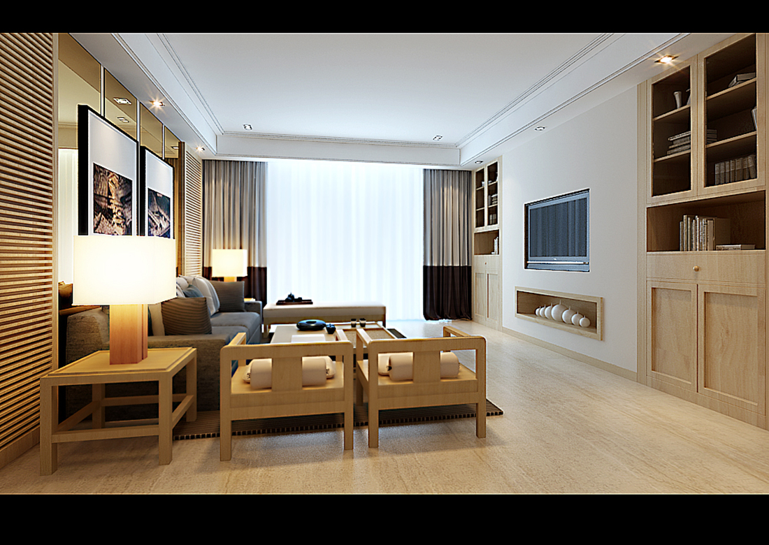 杭州新湖果岭118平三居室现日式风格装修案例