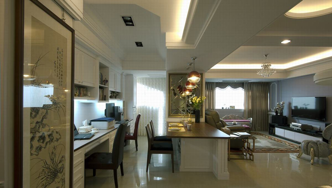 杭州东海柠檬郡139平三居室古典风格装修案例