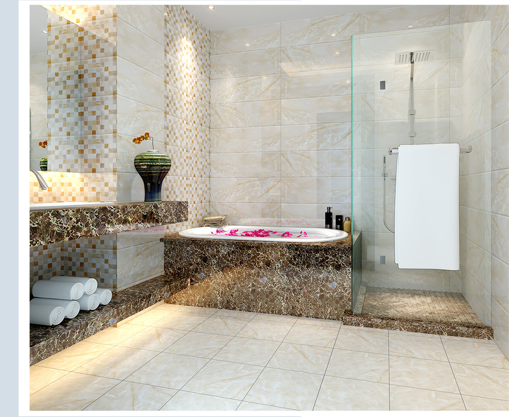 新中源 厨房卫生间防滑地砖瓷砖厨卫墙砖厕所浴室仿大理石墙面砖 极美