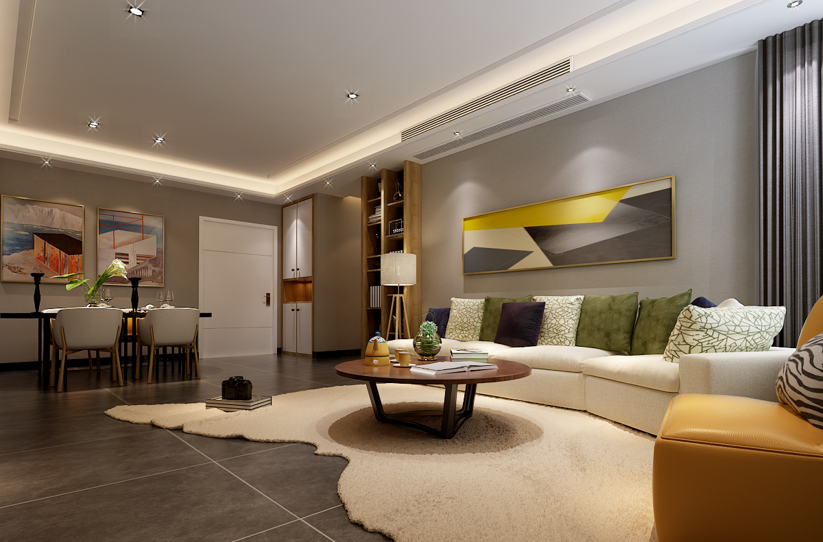 最新现代小户型客厅装饰深褐色木地板装修效果图片大全_设计456装修效果图