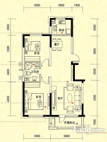 中海康城-现代风格-二居室