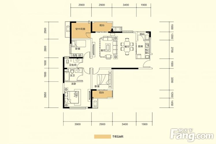 美式三室两厅121㎡公寓