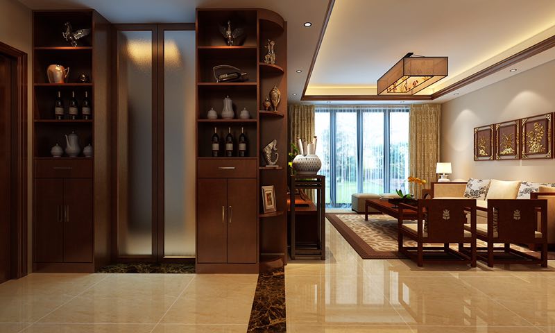滨江阳光水岸75平三房中式风格设计方案