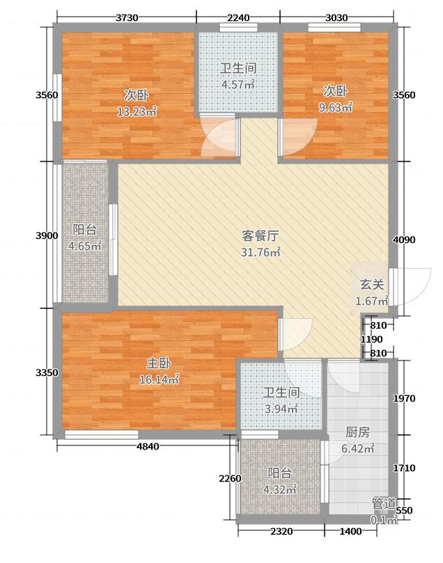 学府鑫苑118.4平三居室现代简约风格