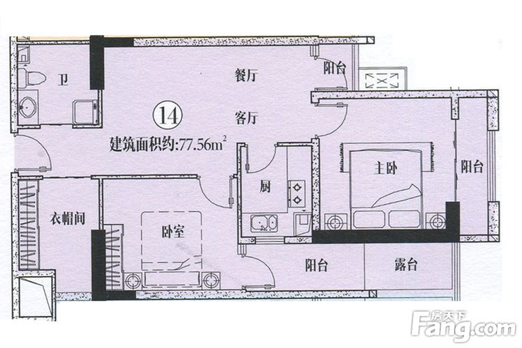金成时代广场77平两居室现代设计