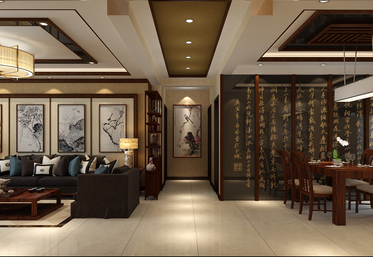 想象国际150平新中式风格三室两厅装修