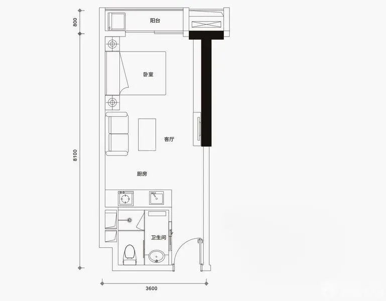 梅花新村小户型北欧风格装修效果图