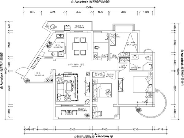 皇巢世家-121平米-三居室-现代简约风格
