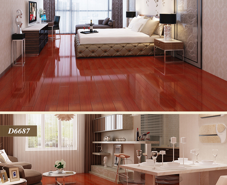 博典品牌番龙眼红色纯实木地板18mm全实木地板厂家直销木地板6687