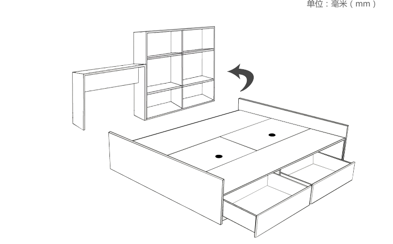 百意空间定制榻榻米单双人床无甲醛带抽屉储物床沙发床板式箱体床