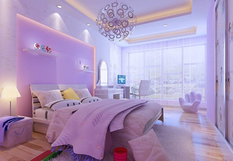儿童房紫色墙面漆装修设计