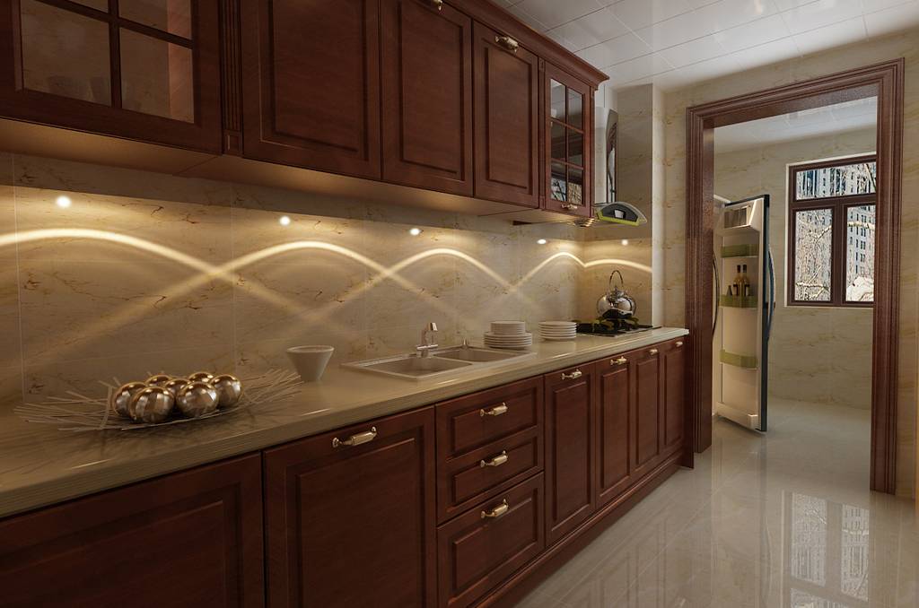 棕色温馨现代风格厨房橱柜装修图片