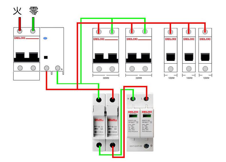 德力西电气 电涌保护器 浪涌 防雷器 避雷器 dz47y-20k 3p 385v