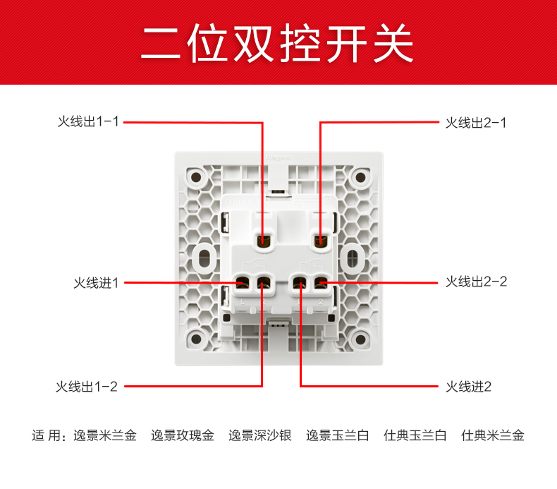 罗格朗(legrand) 罗格朗开关插座面板 仕典白二开双控