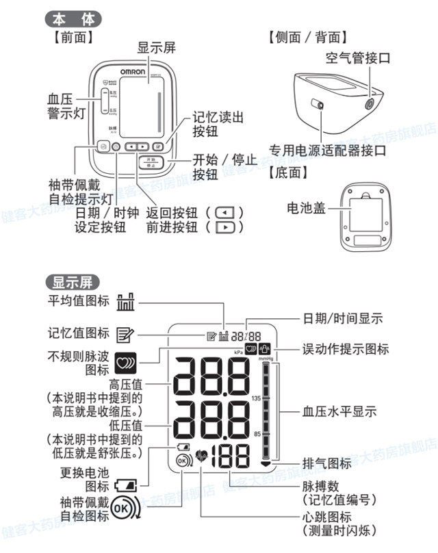 欧姆龙(omron)电子血压计家用上臂式血压仪器hem-7133