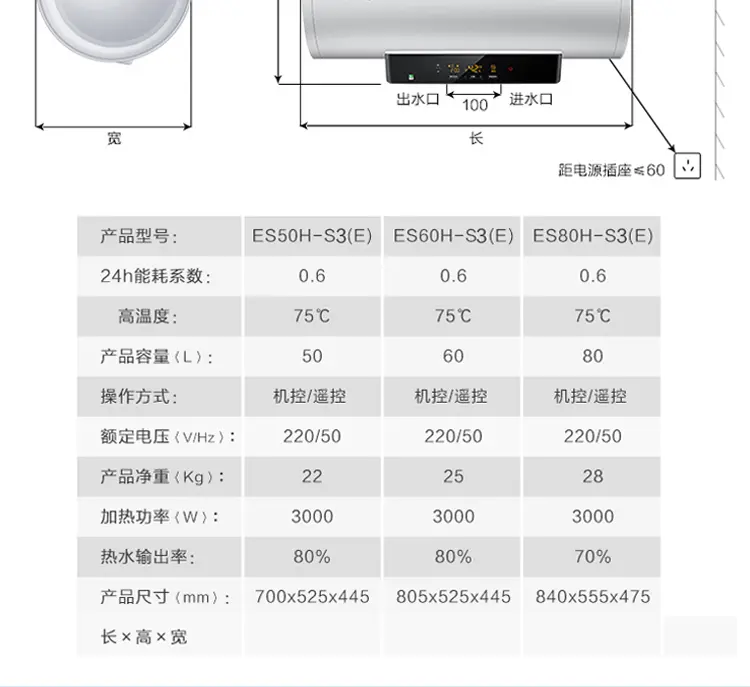 海尔es50h使用说明图解,海尔热水器说明书 海尔(haier)50l电热水器一级能效预约洗浴 s3(e)系列es50h-s3(e)