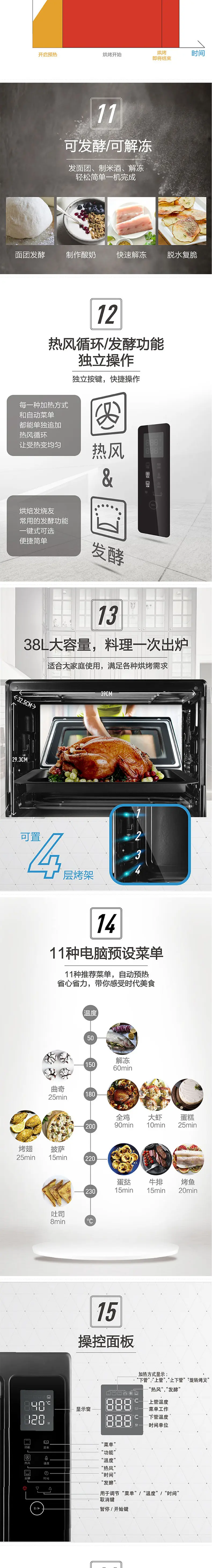 松下(panasonic) 电烤箱nb-hm3810 38l电子式智能控温