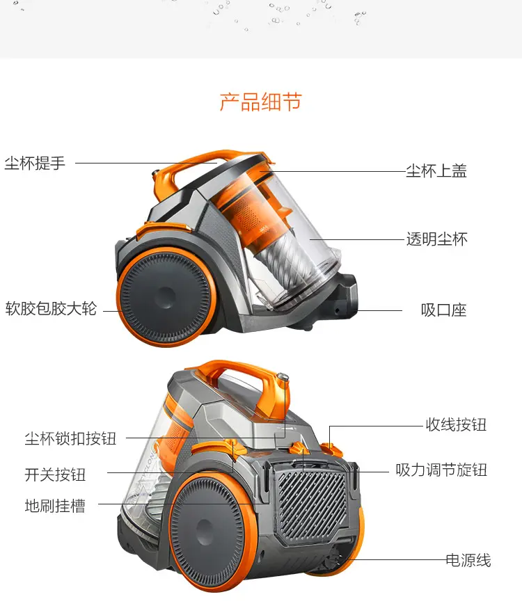 美的(midea) 吸尘器家用大容量卧式吸尘机c5-l121d