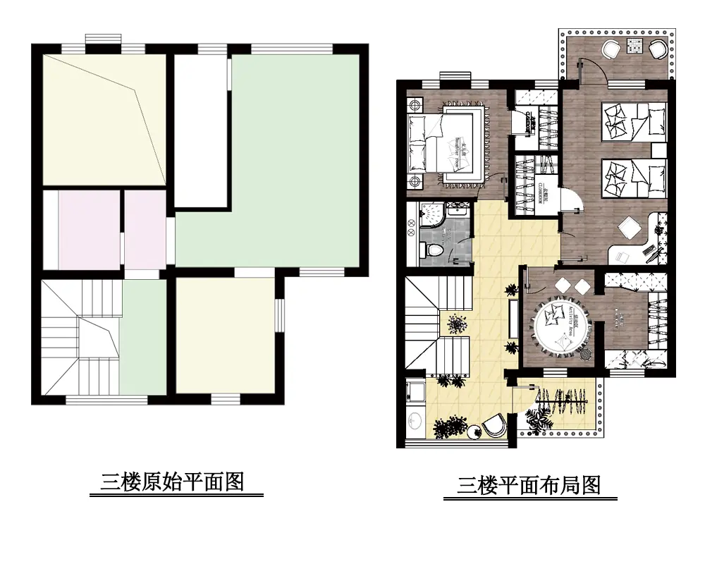 本户型归属于金隅满堂五居室联排别墅三层平面布局图
