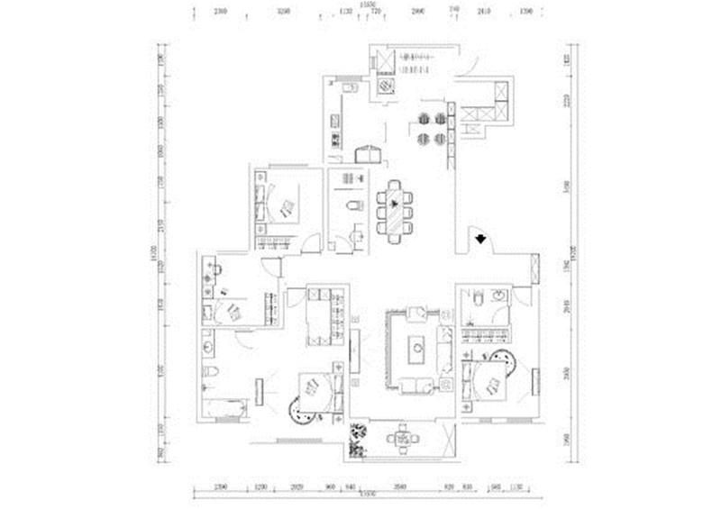 海珀紫庭200平四居室美式风格装修案例效果图