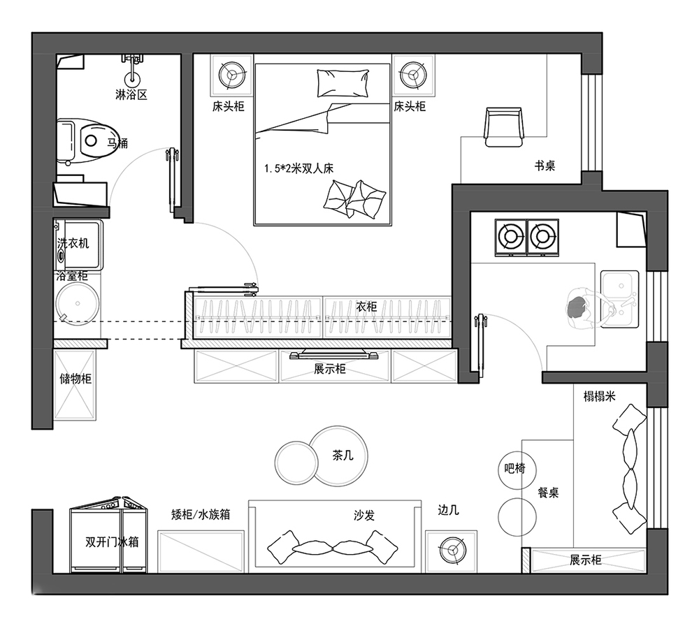 玄关 以下就是本套三林新村小区60平米一居室房子的户型图.