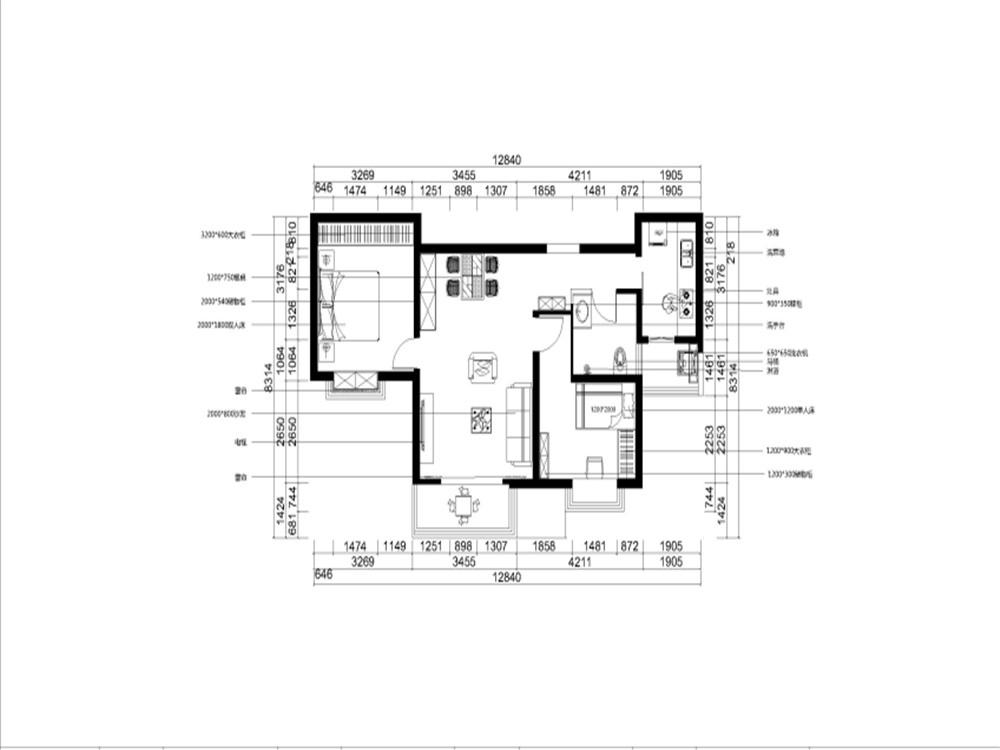 98平米二居室设计说明，4万元装修的混搭风格有什么效果？-天房美域装修