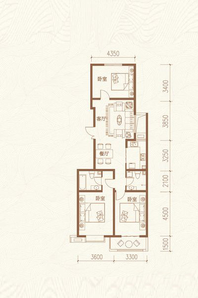 龙城天悦中式风格三室两厅123平