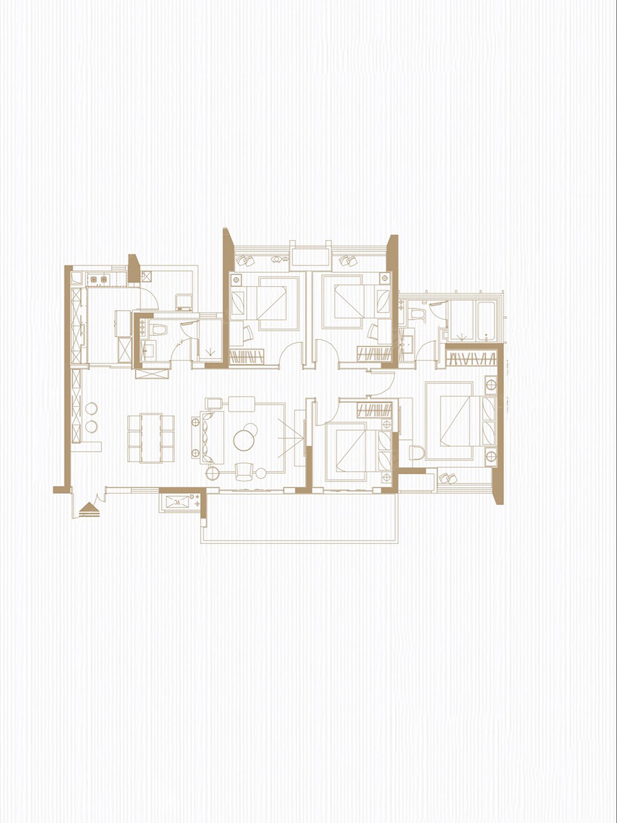 凯德世纪名邸装修案例143平米现代风格