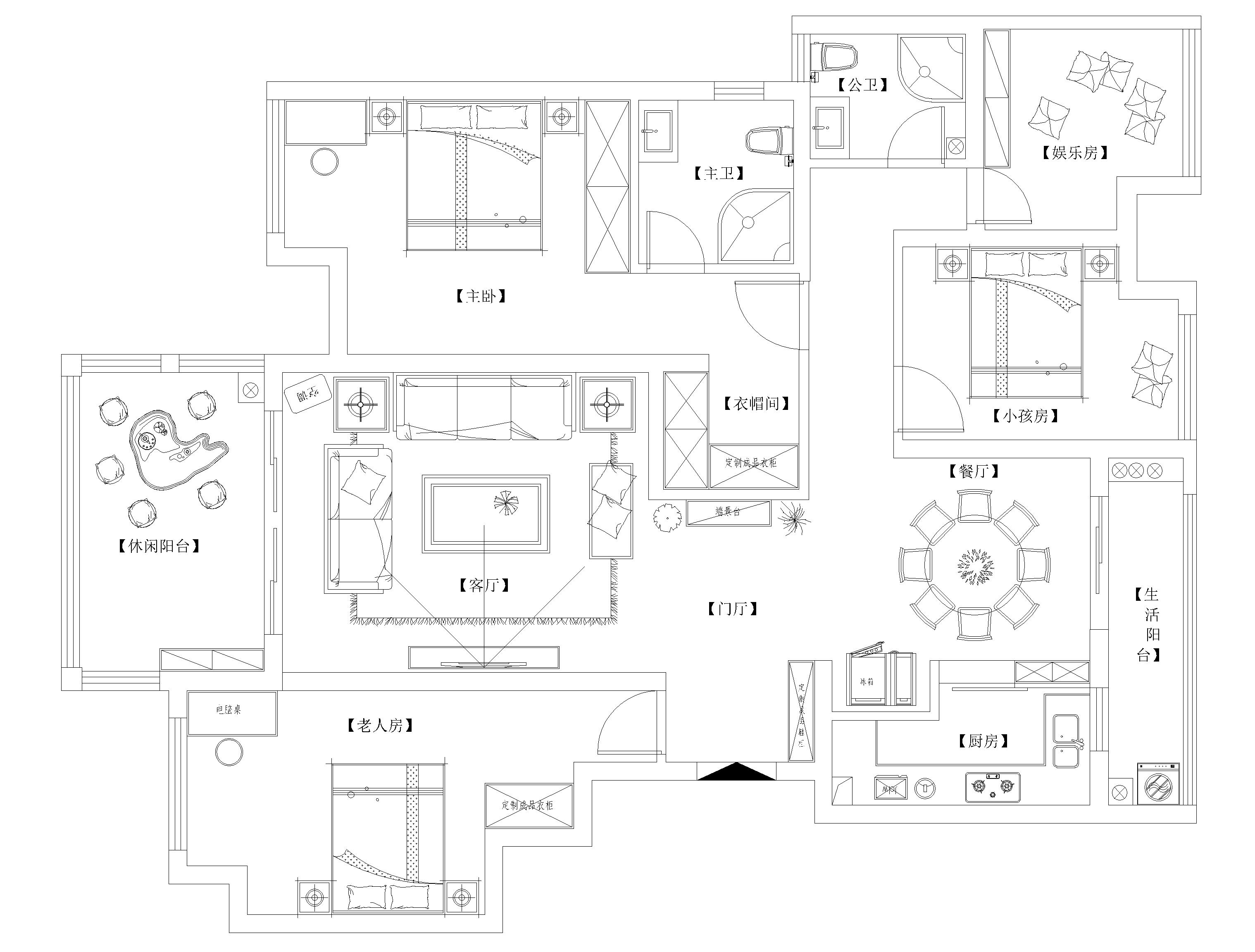 万达茂新中式风格134㎡四居室案例赏析