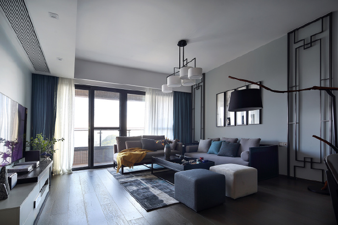南宁万达茂141㎡四居室新中式风格效果图案例