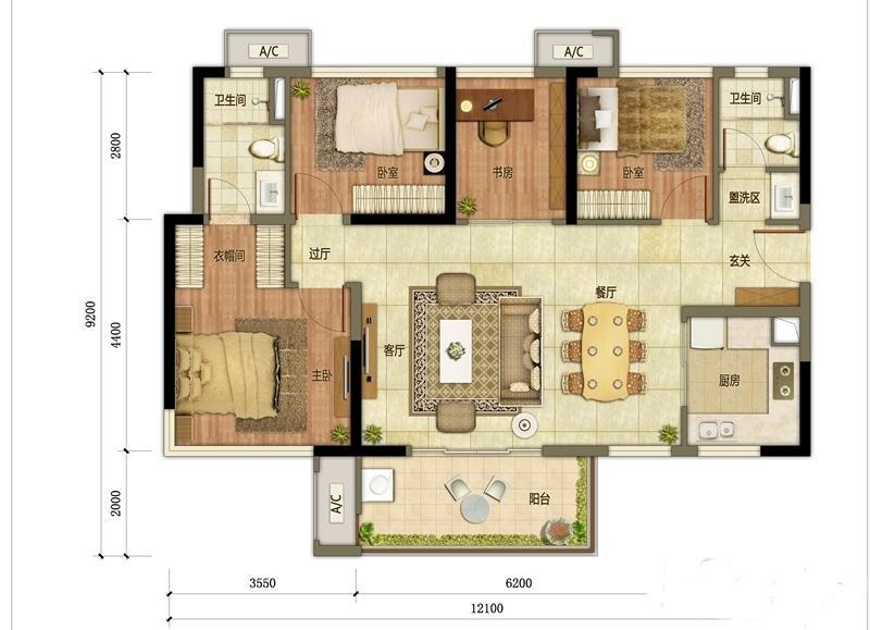 120平米三居室装修案例，装修价格只花12万元！-绿地西水东装修