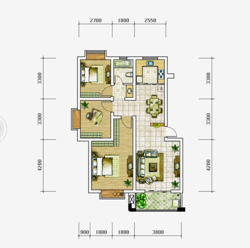 99平米二居室的简约风格案例，全包只花3万！-蓝湾国际广场装修