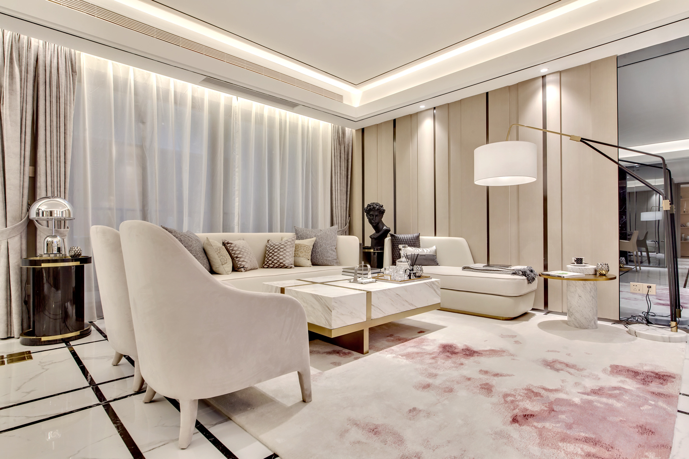 招商江湾城实例，142平米的四居室，质感与时尚并存的现代风装修。