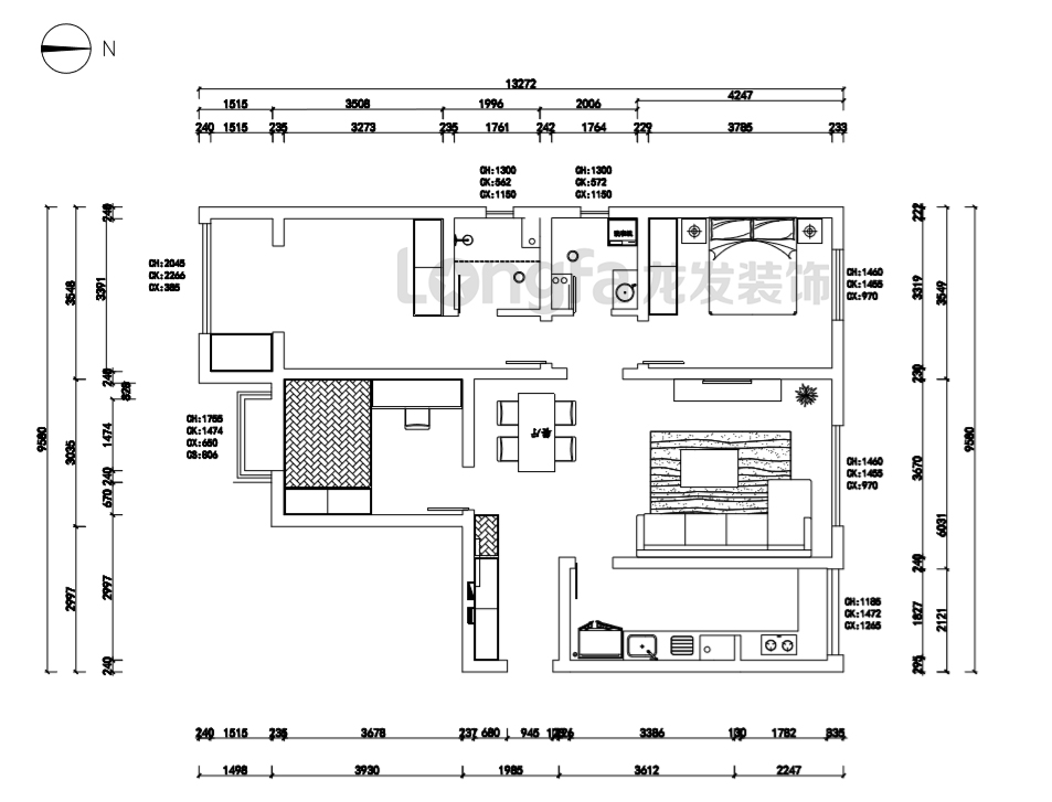 124平米三居室设计说明，4万元装修的现代风格有什么效果？-华润悦府装修