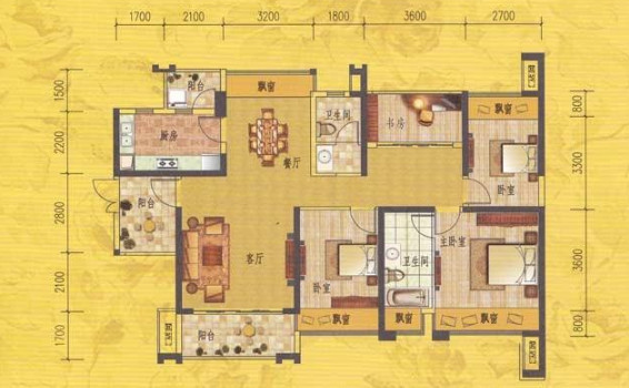 凤景湾130㎡四房两厅两卫美式风格案例赏析