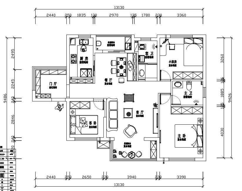简约风格三居室装修案例，123.25平米的房子装修多少钱？-保利华都装修