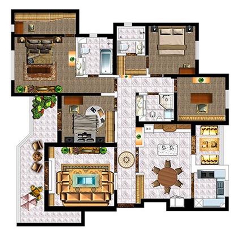 220平米五居室的美式风格案例，半包只花17万！-自然界装修