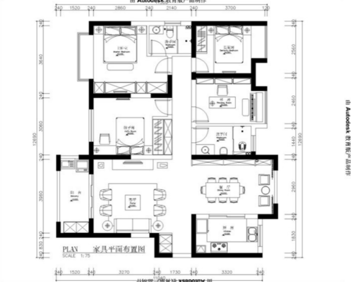 中式风格三居室装修案例，129平米的房子装修多少钱？-绿地玫瑰城装修