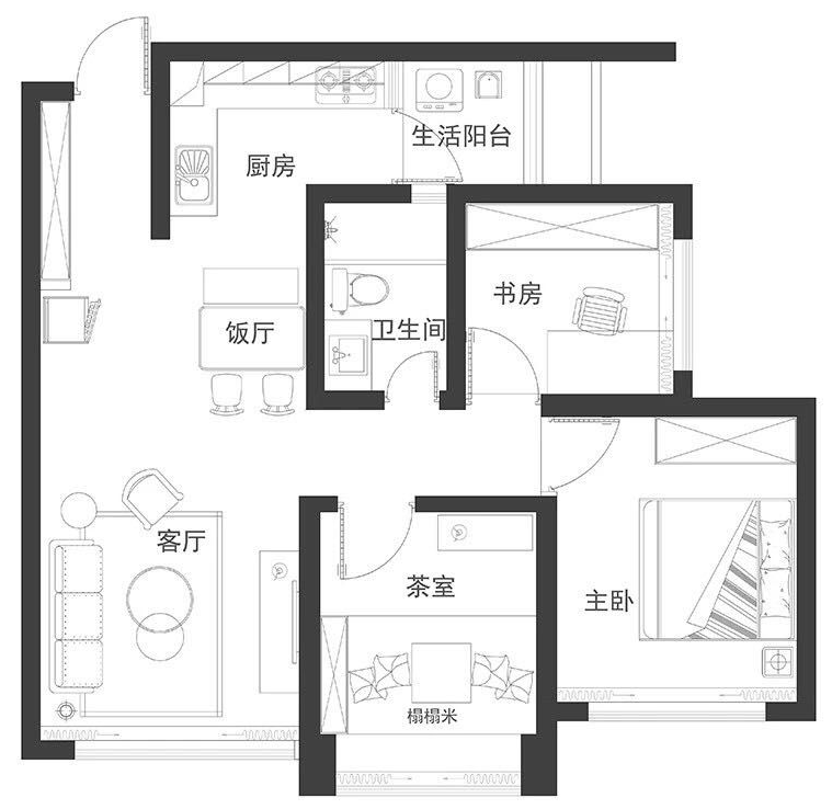 现代风格三居室热门案例，120平米的房子这样装才阔气！-保和墨水湾装修