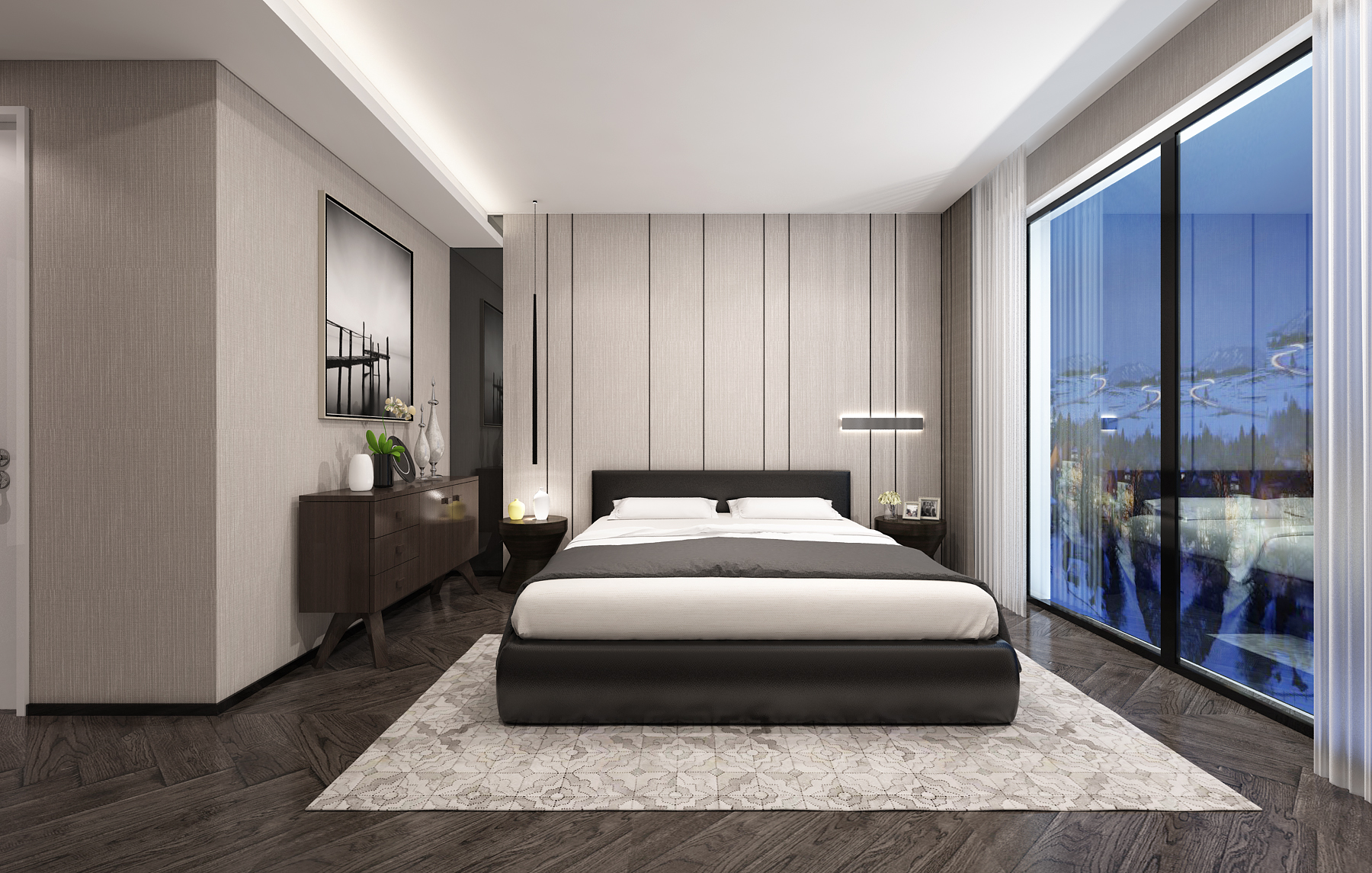 128平米四居室设计说明，13万元装修的现代风格有什么效果？