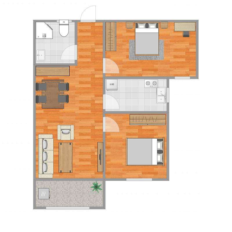 65平米二居室设计说明，6万元装修的现代风格有什么效果？-绿地汉口中心装修